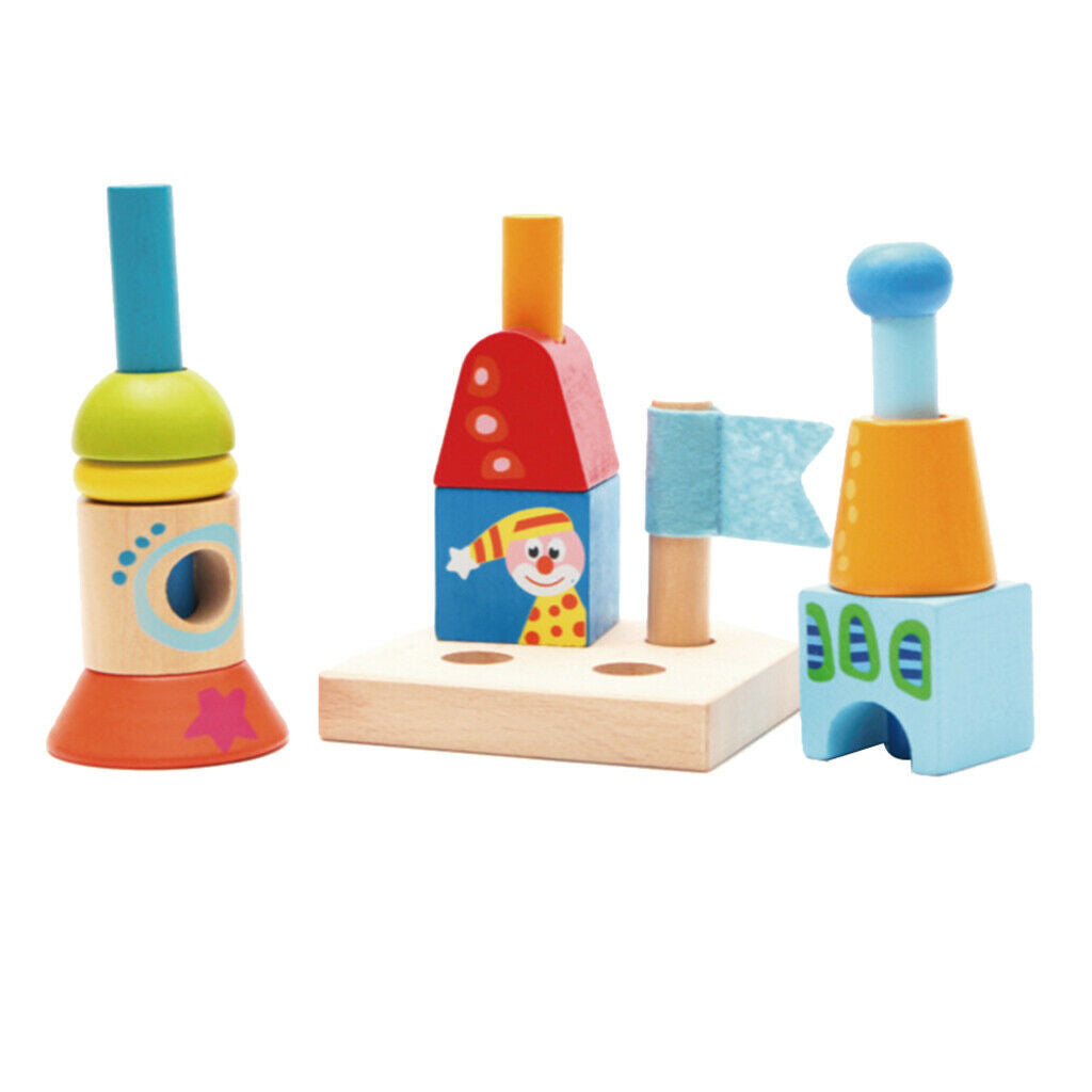 Color Shape Cognition Building Blocks, Wooden Toys Desktop Game Montessori