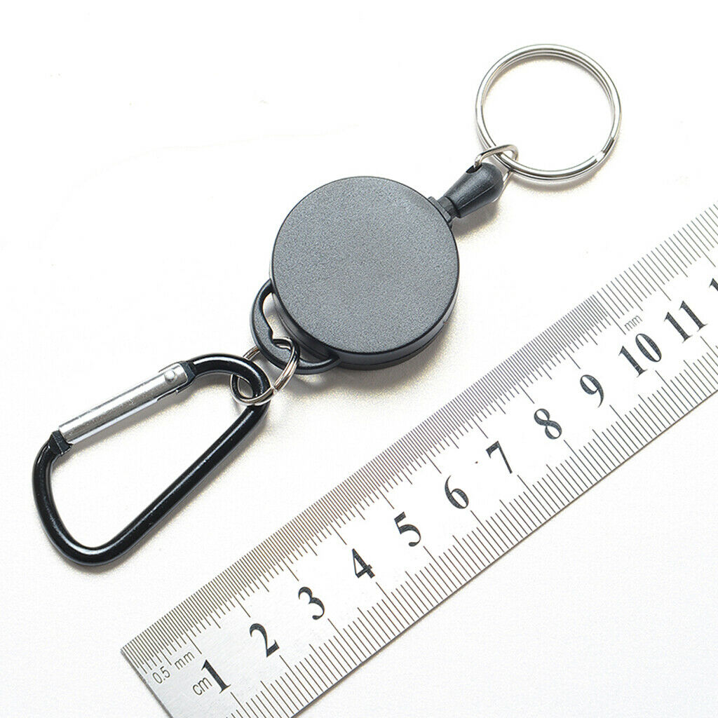 2 Pieces Retractable Keychain 25" Spring Gate Buckle Durable Split Ring