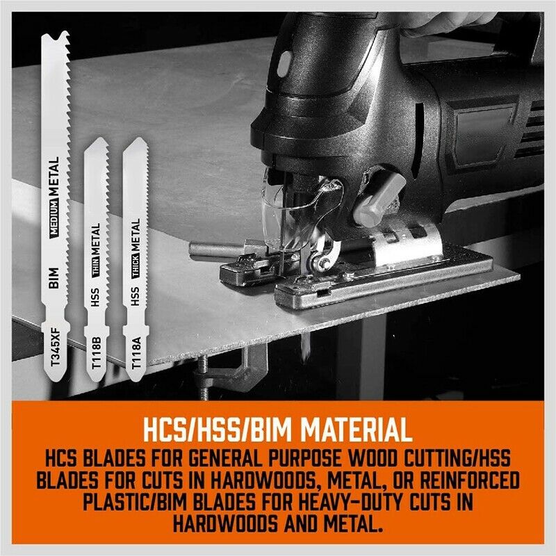 25 Pcs T Shank Jig Saw Blade Set, T-Shank Blades for Wood, Plastic and Metal CP4