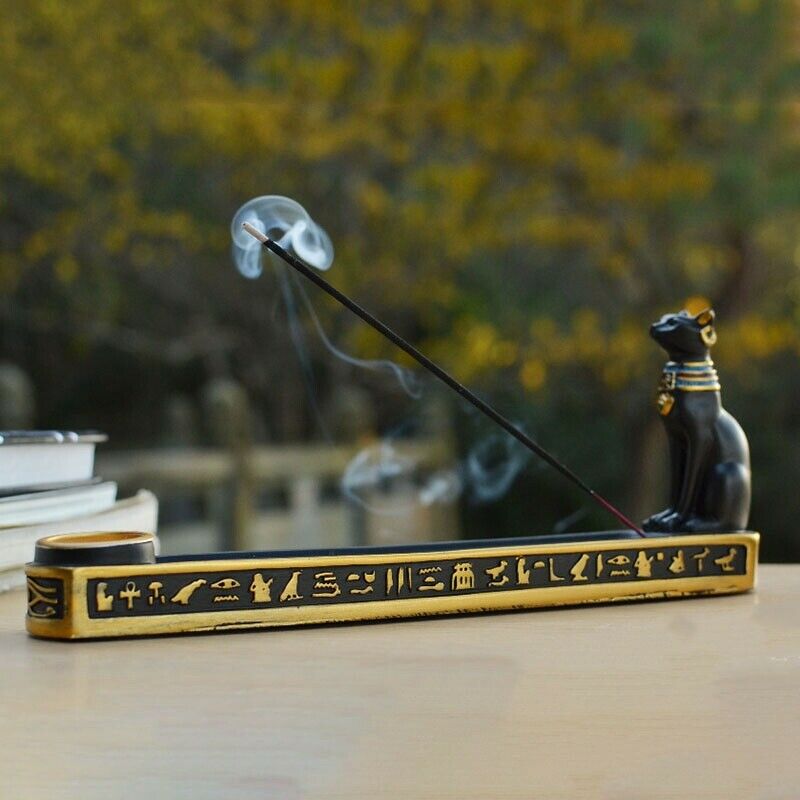 Retro Incense Burner Holder Home Decor Egypt Cat God Incense Stick Holder ArR8R8