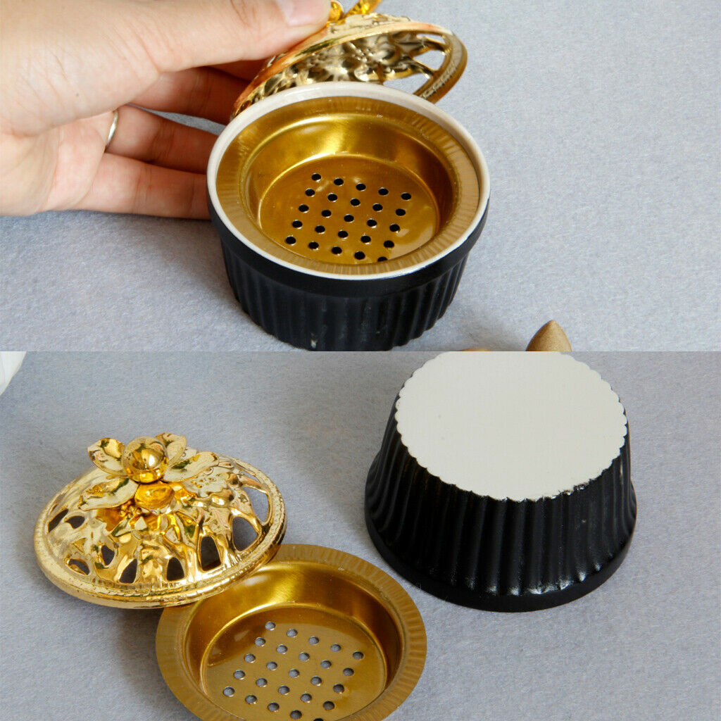 Matte Ceramic Incense Burner Censer With Cover Gasket Desktop Ornament