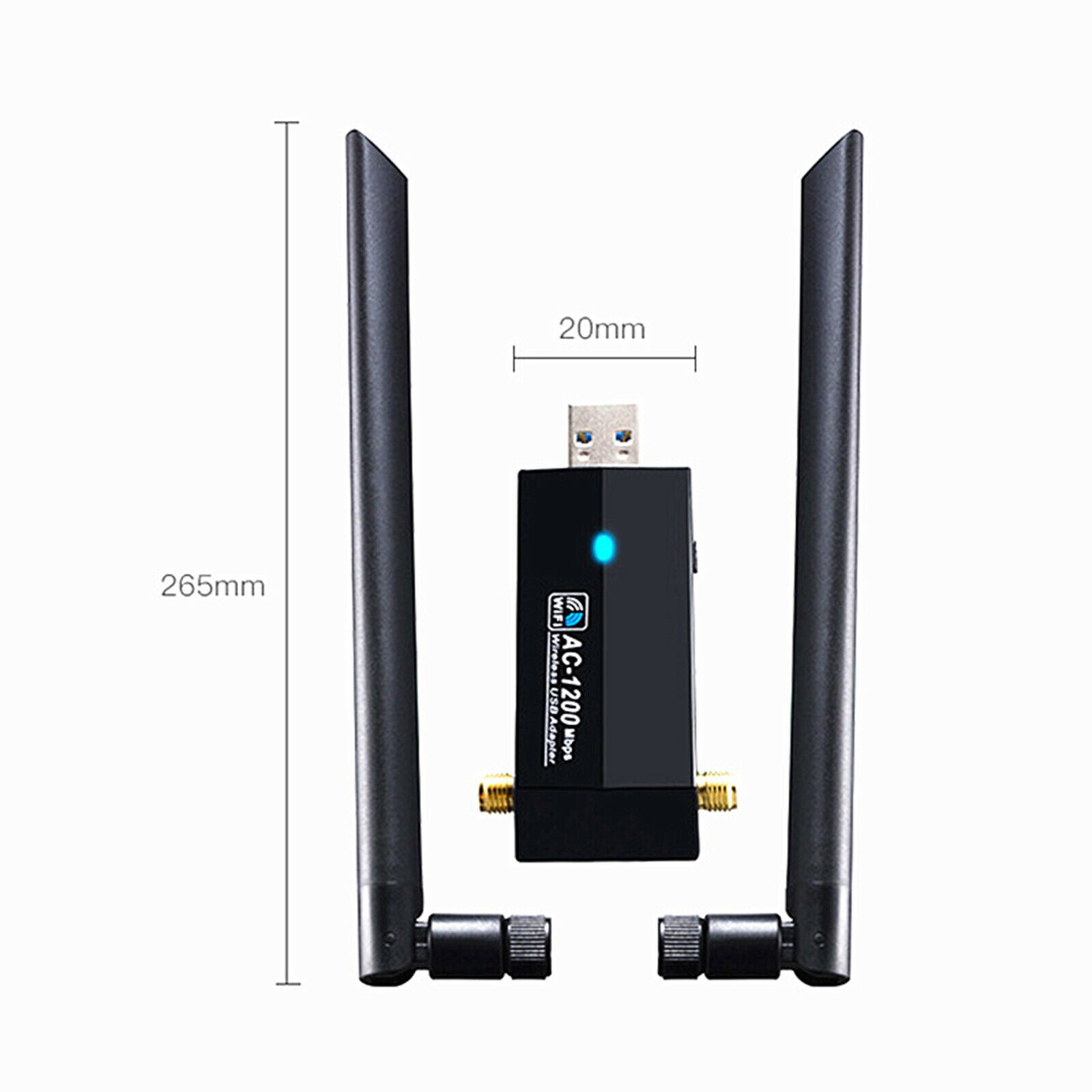 1200Mbps Dual Band 2.4GHz/5GHz USB 3.0 WiFi Adapter for Laptop Desktop PC