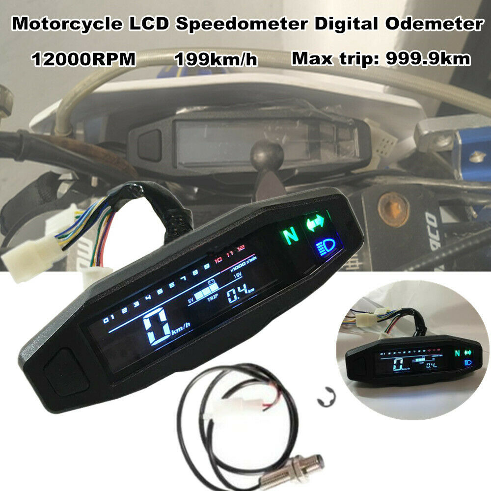 Motorcycle Speedometer Digital Odemeter Electric Injection Carb Meter 12000 RPM