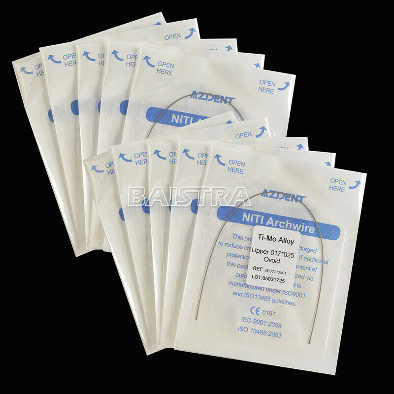 100X Dental Orthodontic Beta TMA Molybdenum Alloy Arch Wire 17X25 Upper AZDENT