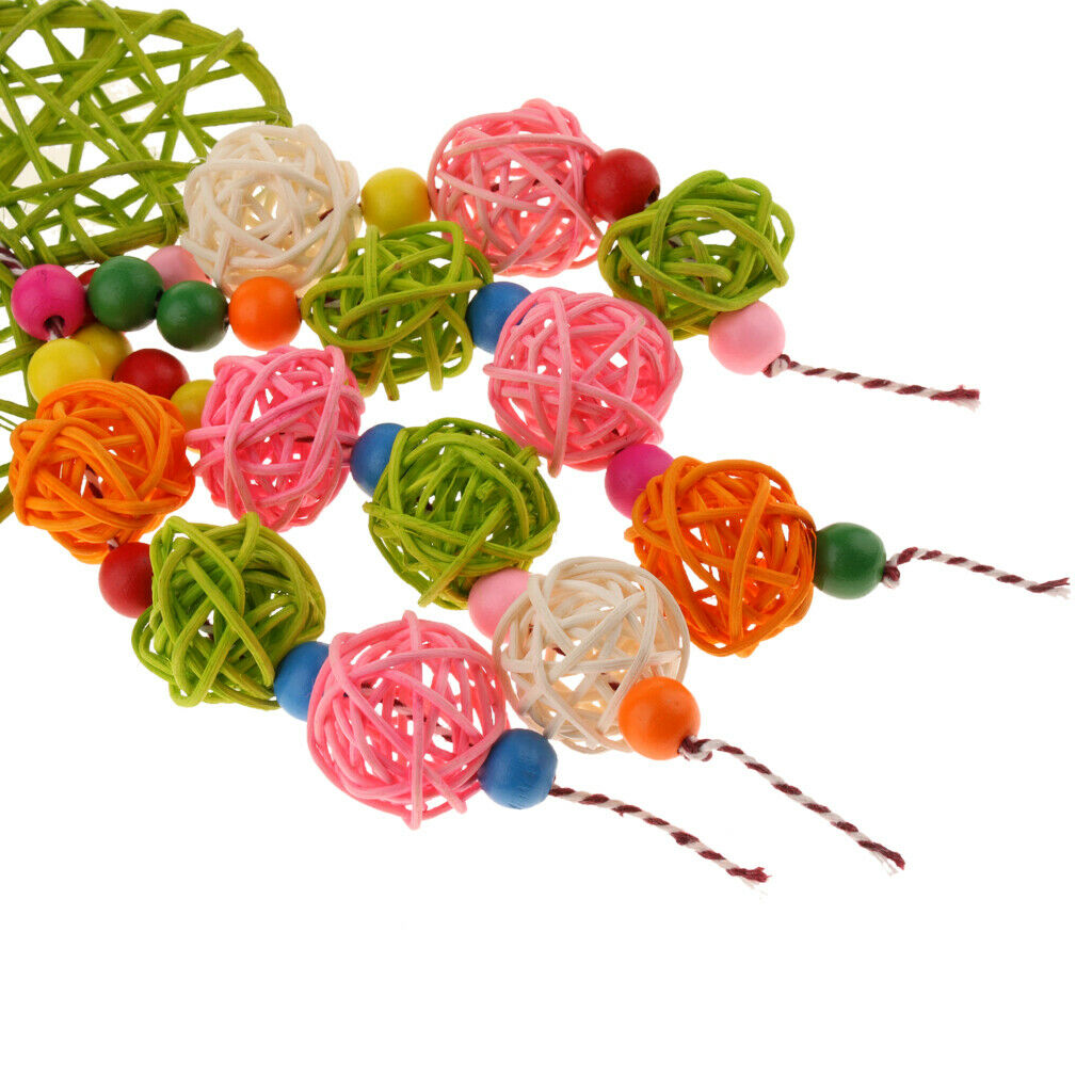 Natural Colorful Rattan Ball String Bird Chewing Knots Toys For Small Medium
