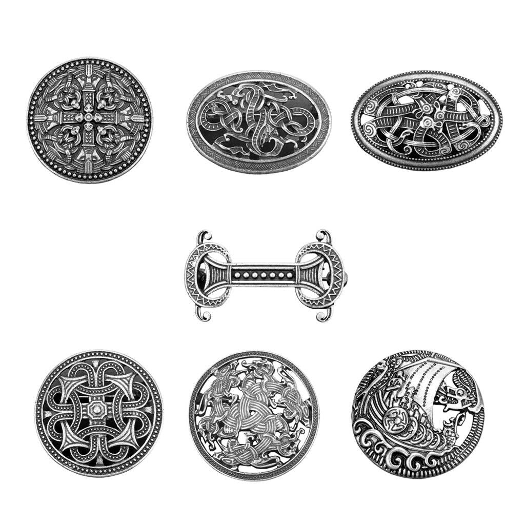 4Pcs Viking Brooch Pin Retro Sweater Cloak Badge Nordic Jewelry Holder