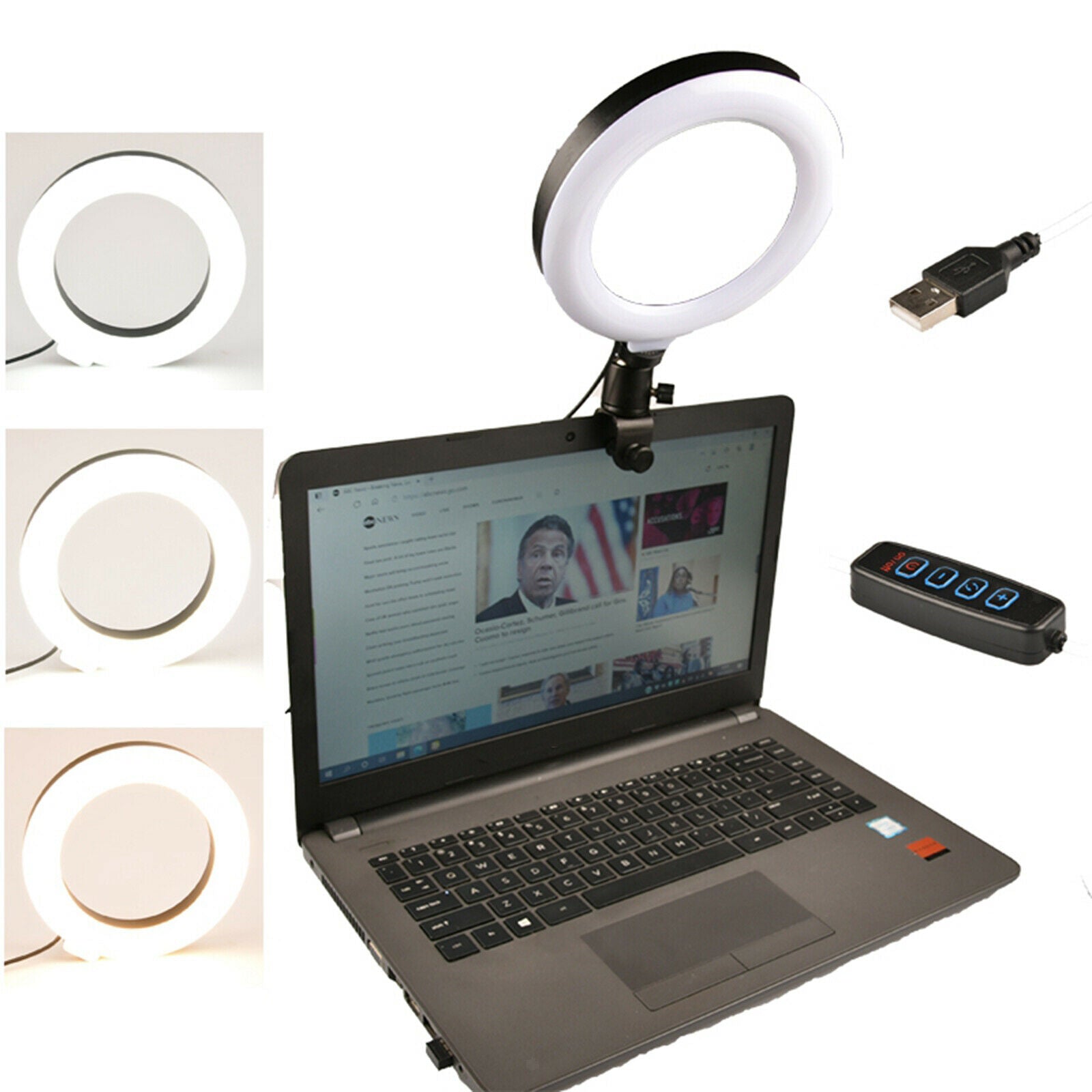 Ring Light Video Conference Lighting Kit Selfie Light Clip on Laptop Monitor