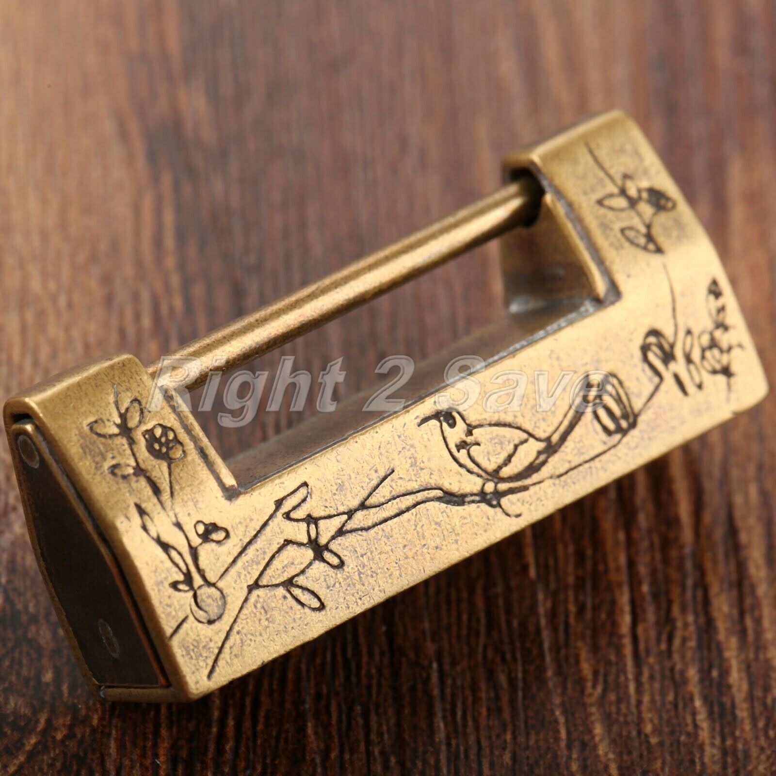 Unique Engraved Designs Jewelry Box Decorative Wood Chest Suitcase Padlock & Key