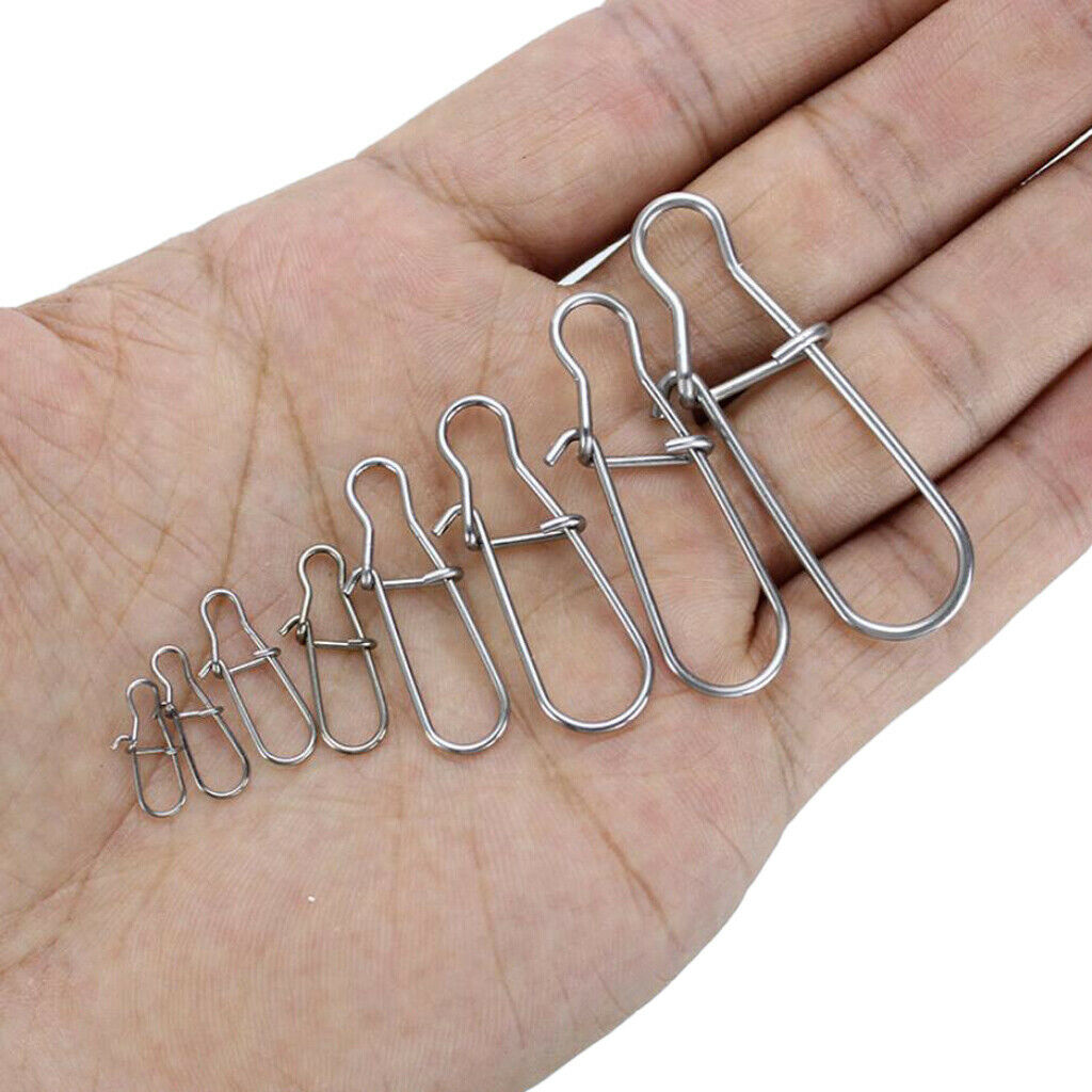 100pcs Strong Nice Swivels Lock Snaps for Fishing Freshwater Saltwater Rings