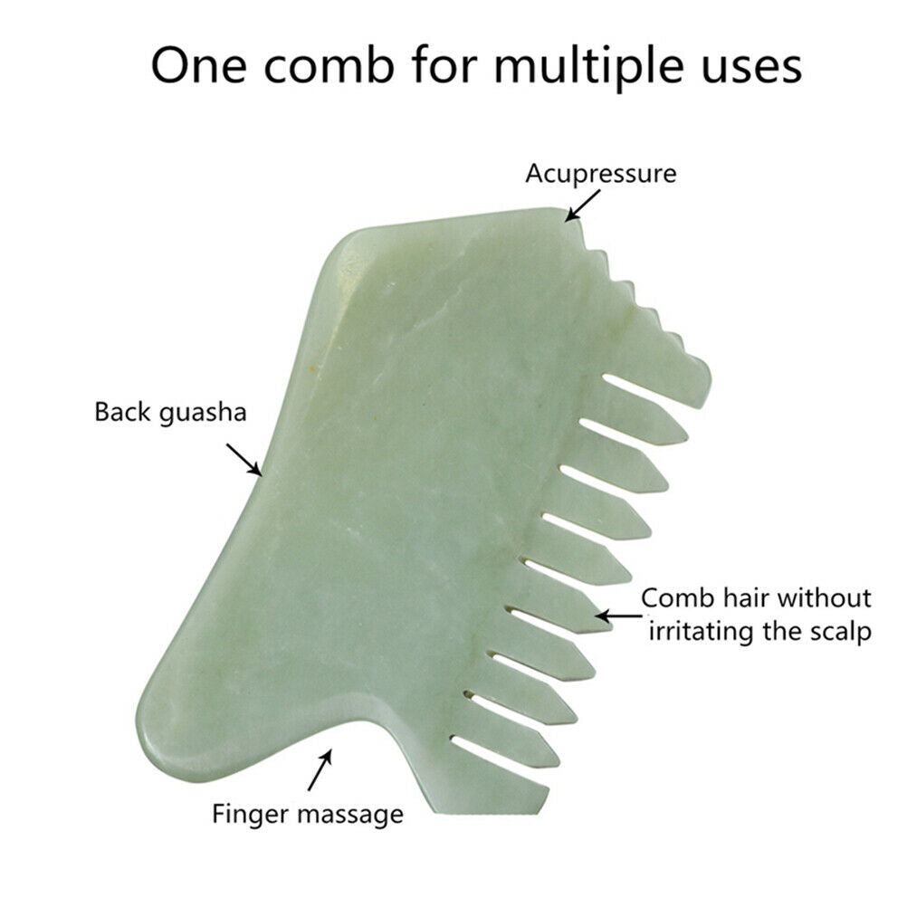 Jade Stone Comb Spa Acupuncture Foot Care Scraping Scalp Massage Comb Hair Comb