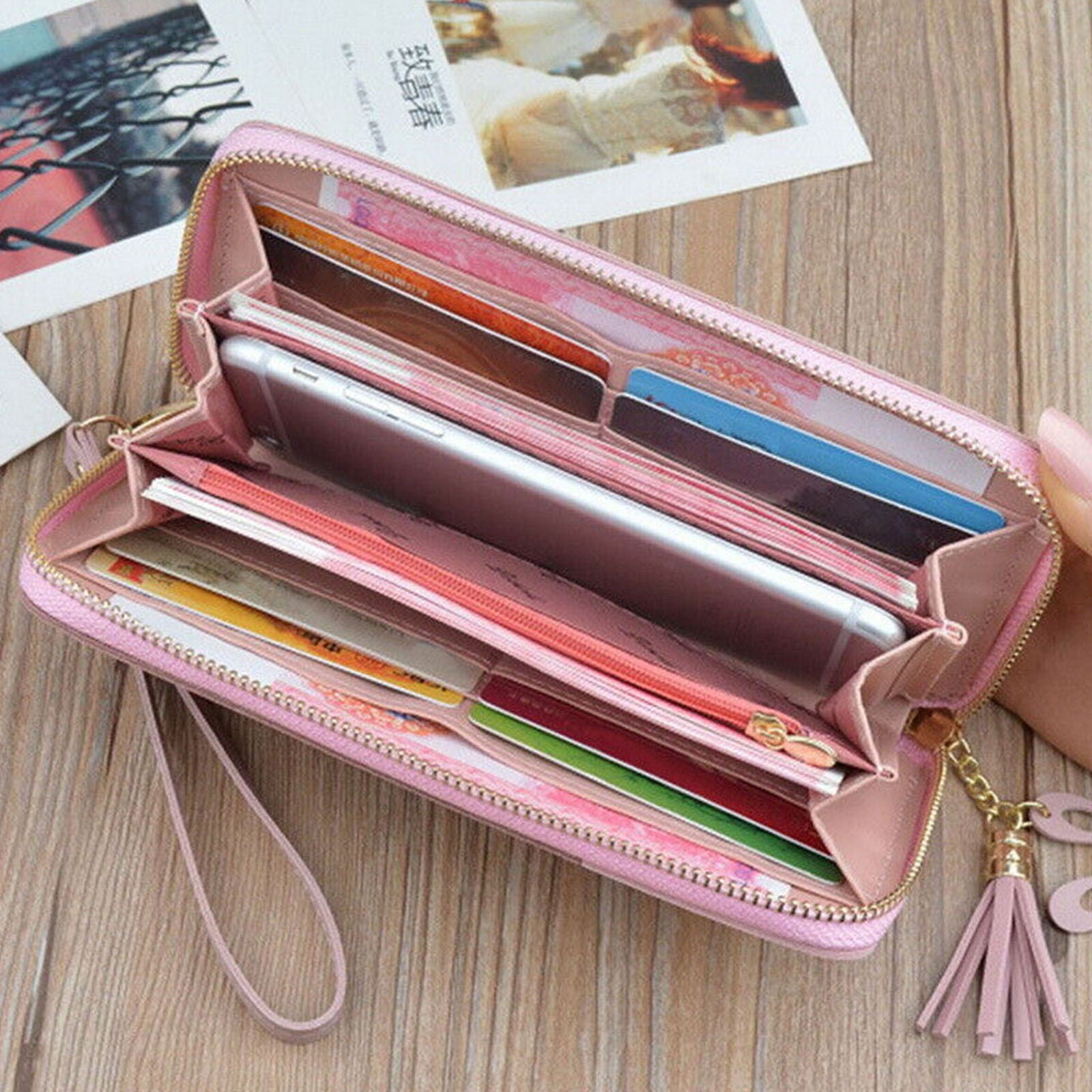 Women Ladies PU Wallet Long Zip Purse Card Phone Holder Case Clutch Handbag