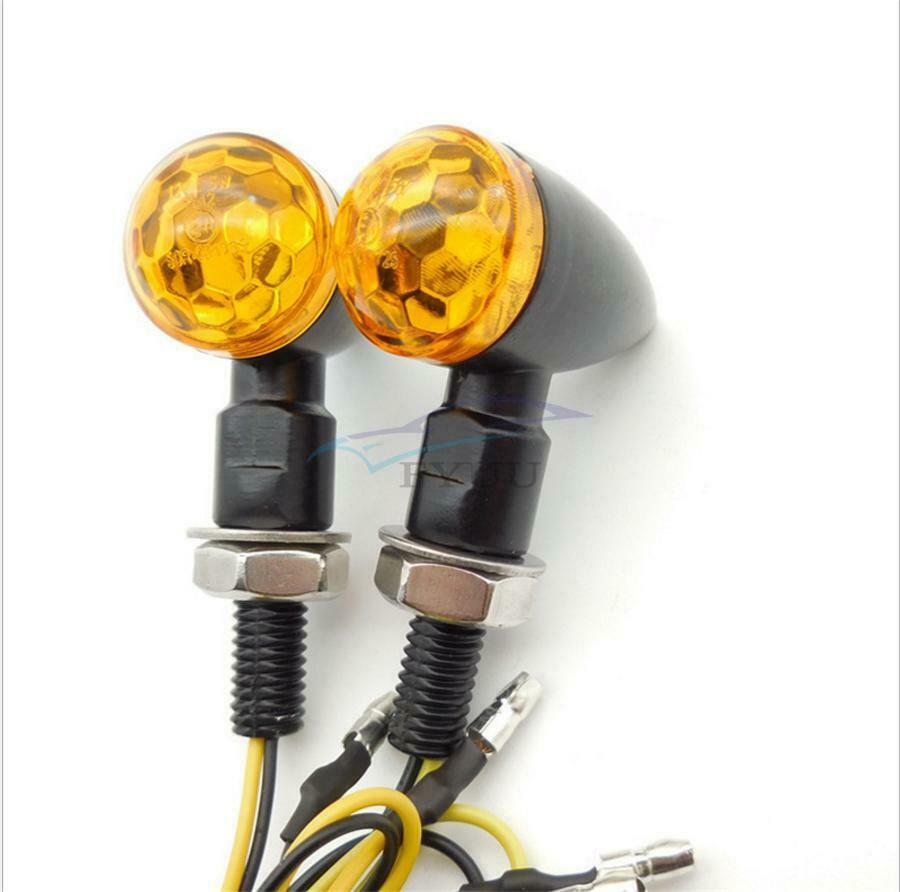 1 Pair 12V 1W Anti-collision Motorcycle Bike Amber LED Lens Turn Signal Lights