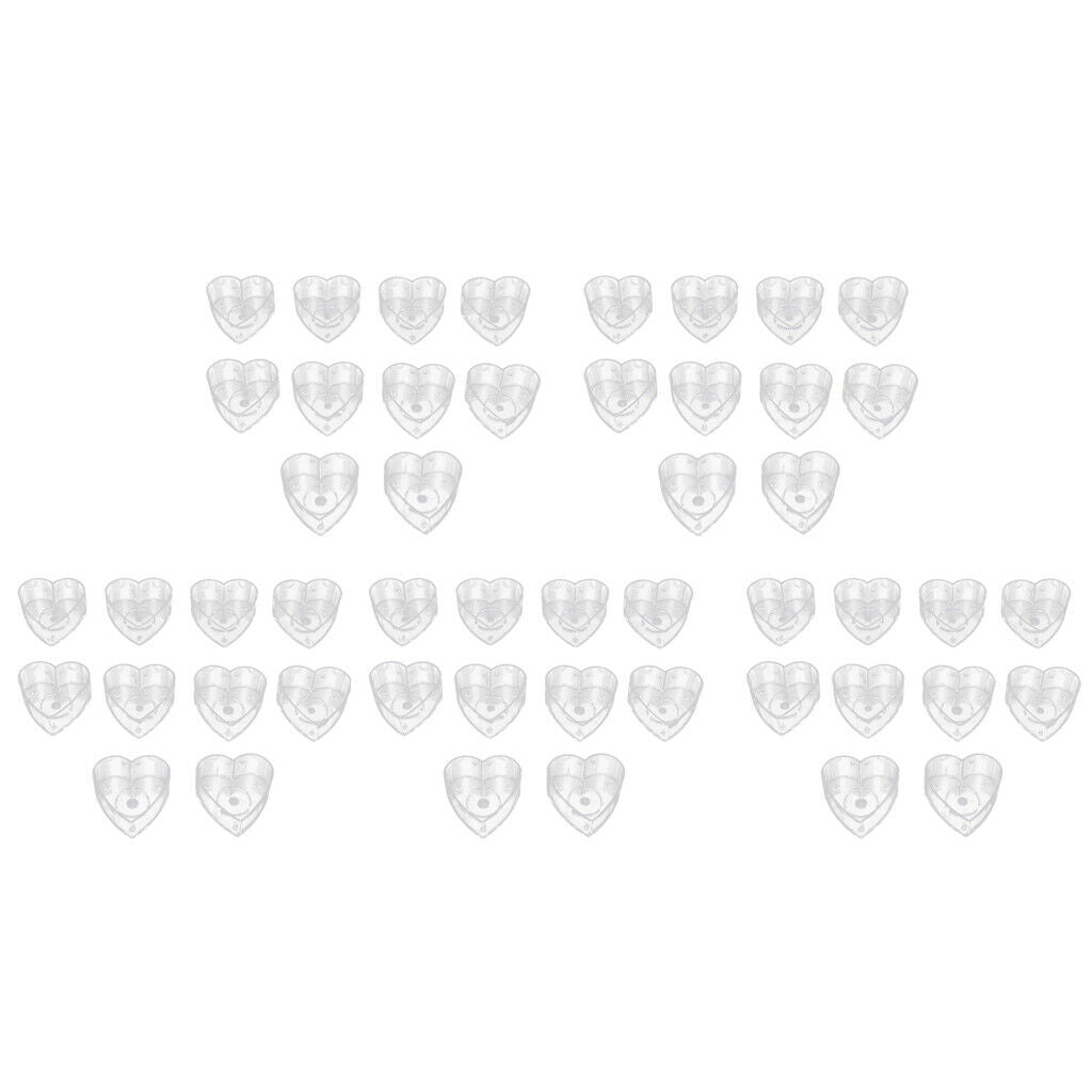 50pcs Clear Plastic Tealight Cups 40x12mm Love Heart DIY Candle Making Molds