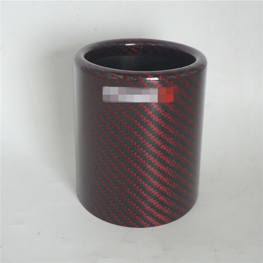 Car 101mm Universal Red Twill Carbon Fiber Cover Exhaust Muffler Pipe Tip case
