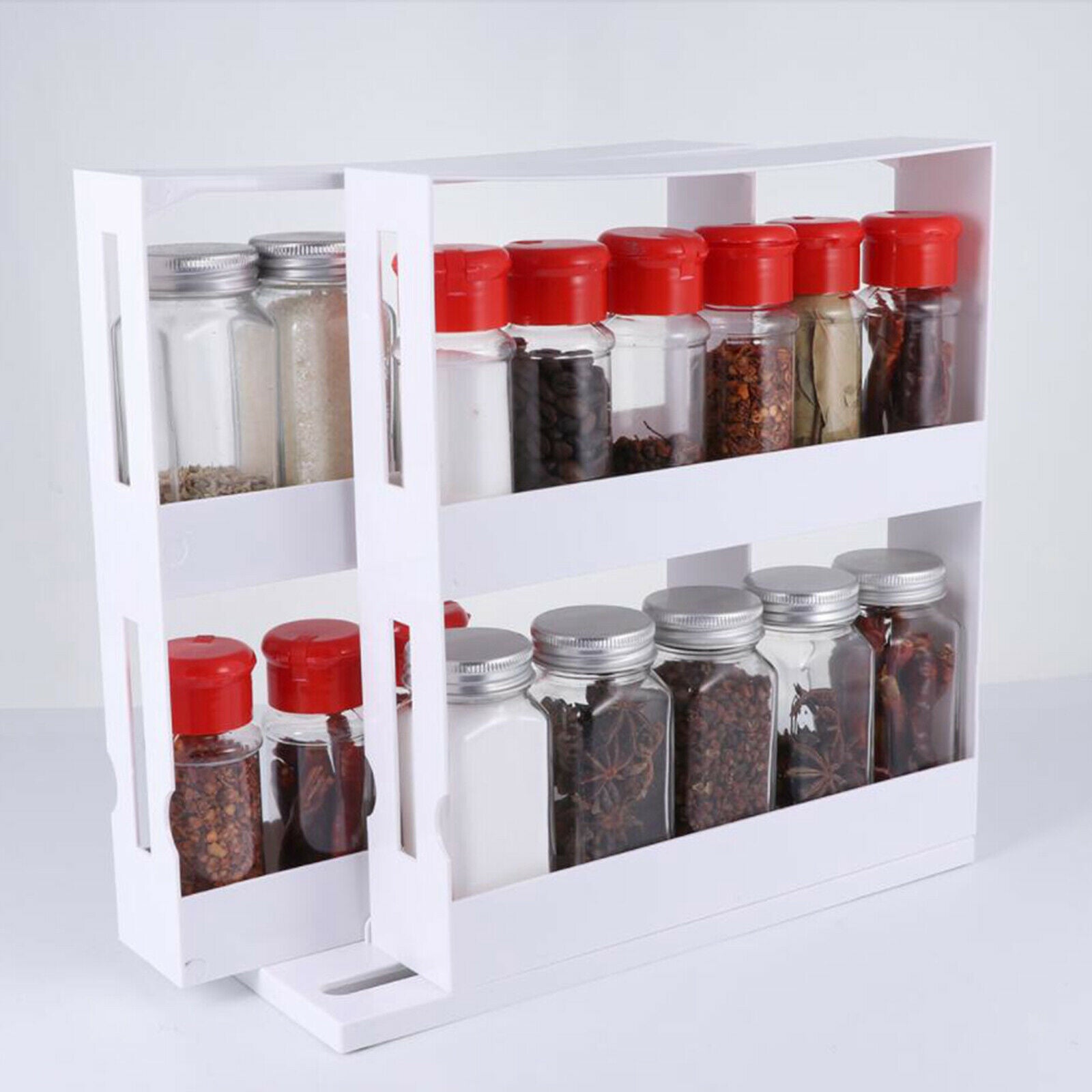 1pc Kitchen Storage Rack Seasoning Spice Jar Rack Rotating Organizer Shelf