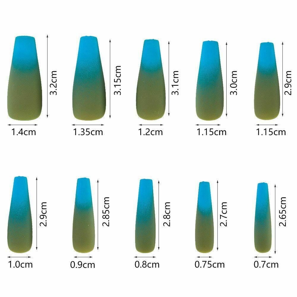 Ballerina Extra Long Color mixing T-shaped Coffin Nail Tip Sequins False Nails