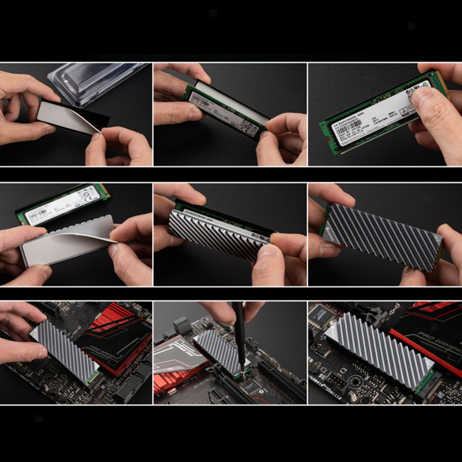 M.2 2280 SSD Solid State Aluminum Heat Sink Thermal Pad for Desktop PC Red
