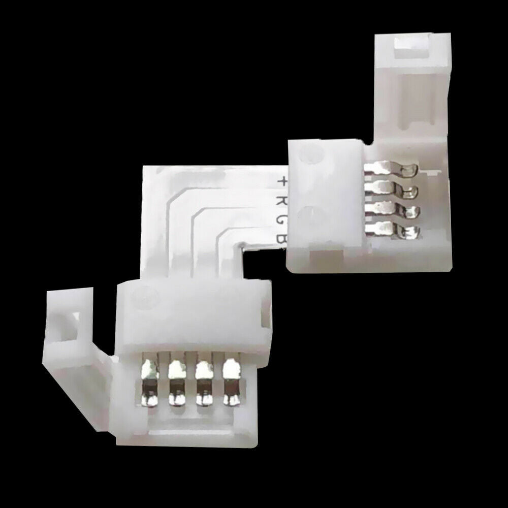 10PCS 10mm 4 Pin L Shape 90Degree Solderless Connectors   For 5050 LED RGB Strip