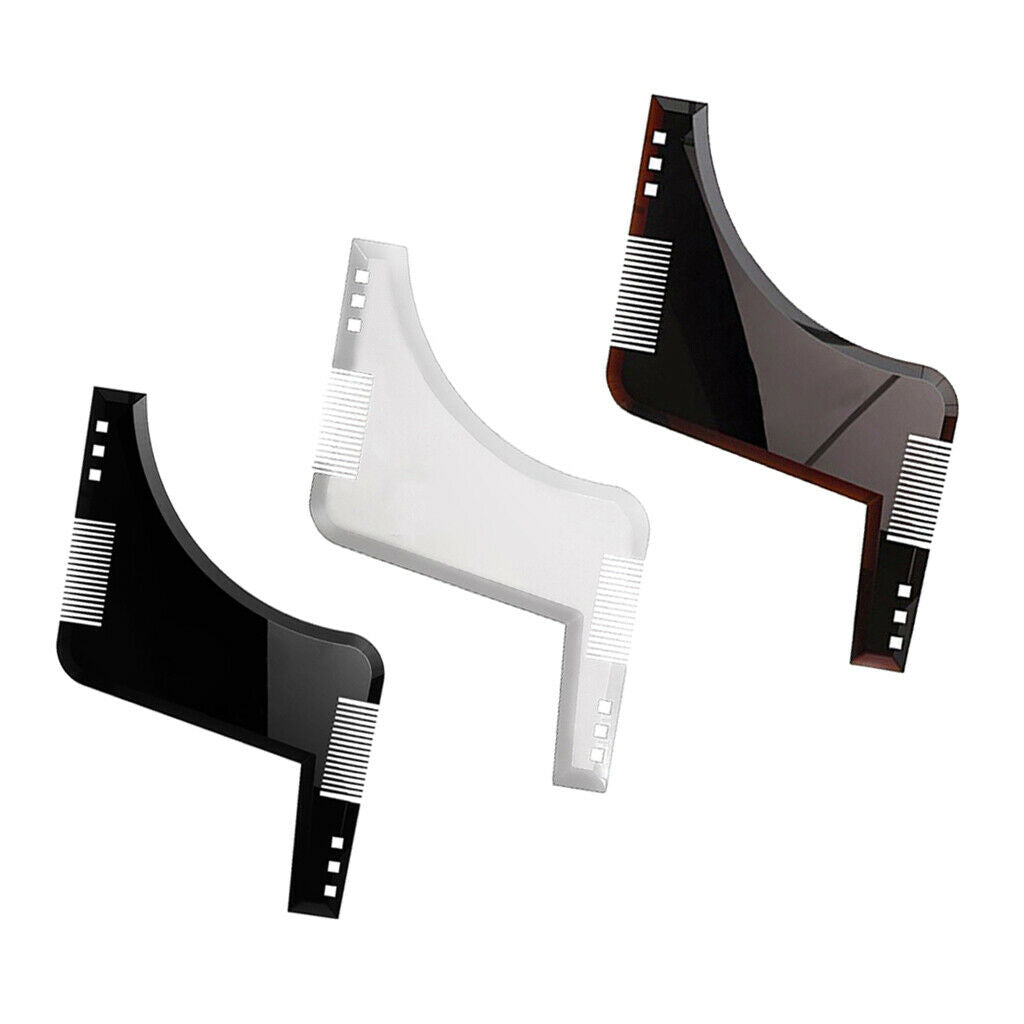Set of 3 Plastic Beard Shaping Comb Facial Hair Shaving Template Guide