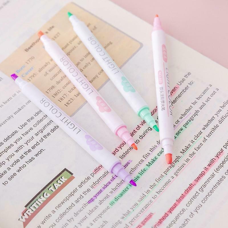 6 Colors Double Head Highlighter Fluorescent Markers Drawing Pen Stationery Gift