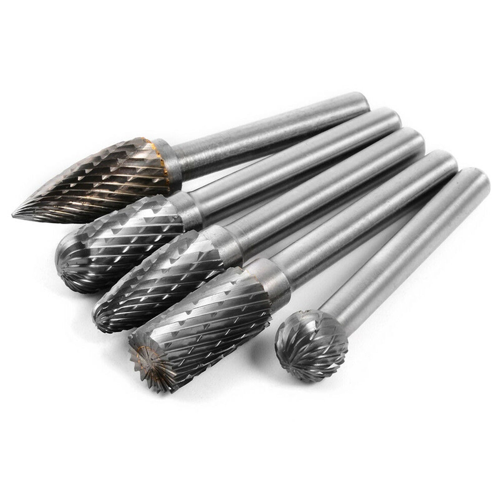 5x Tungsten Carbide Burr 1/4" 6mm Rotary Cutter Files Set CNC Engraving CED 10mm