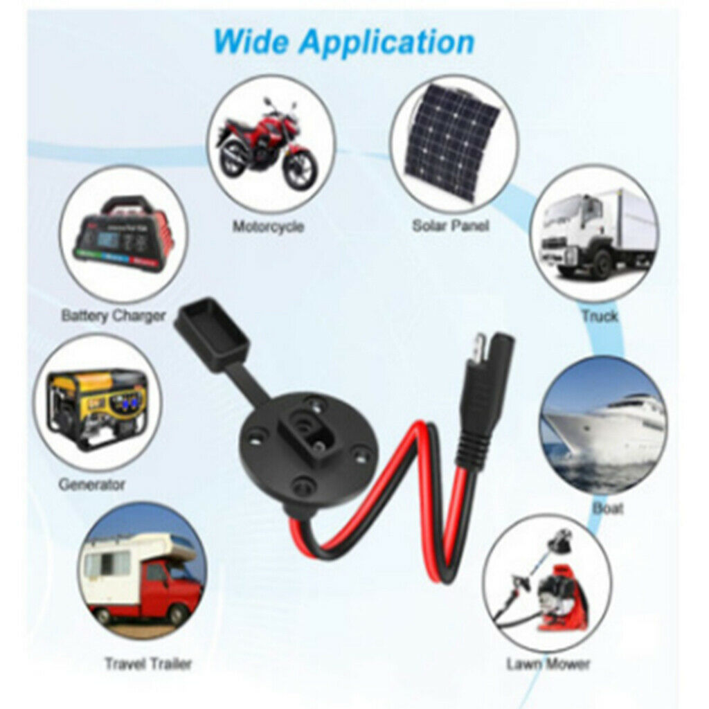 4 x 33cm Waterproof Solar SAE Single Head Line Socket Sidewall Port Connect Wire