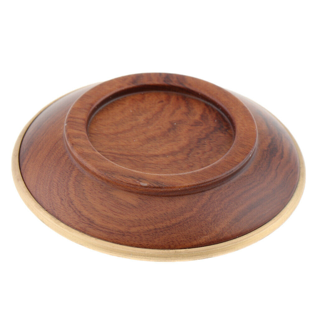2 Pieces Wooden Tea Mat Copper Wrapped Edging Scenery Pattern