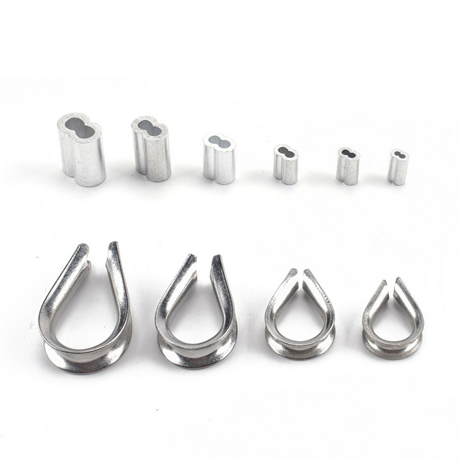 Pack of 195 Thimble Aluminum Crimping Loop Sleeve Accessories Set Durable