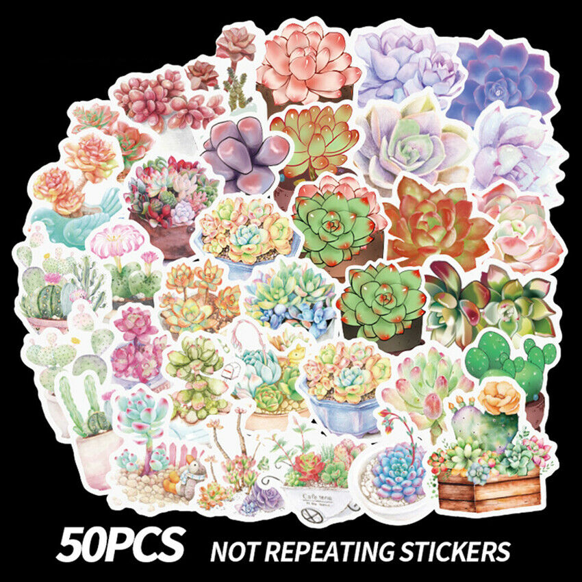 50pcs/pack DIY Pad Stickers Memo Stationery Succulent Bonsai Stickers Scrapbook