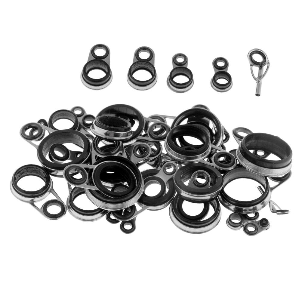 41pcs Fishing Rod Guides Eye Rings Rod Top Ring DIY Tip Repair Kit 1.0-18mm
