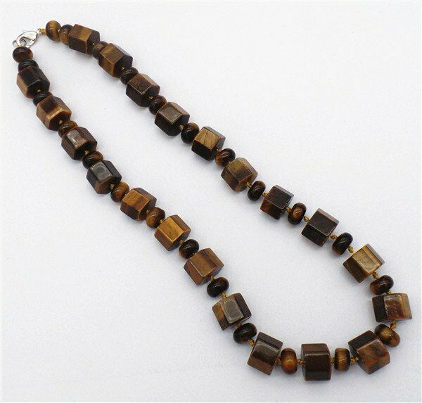 1 Strand 12x10/10x5mm Brown Tiger Eye Gem Hexagonal Prism Beads Necklace HH7323