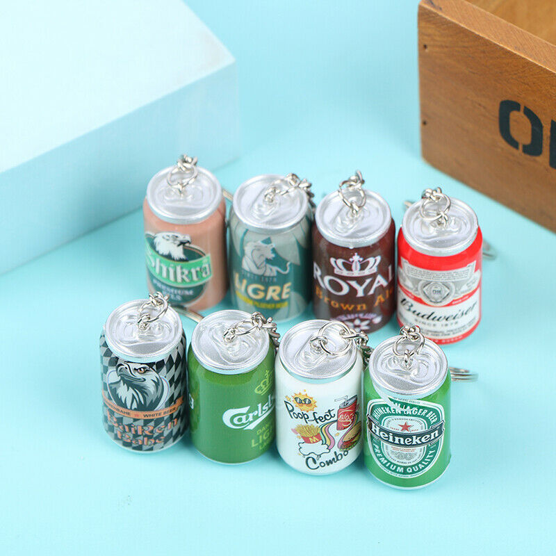 Simulation Beer Cans Keychain Tide Bag Backpack Car Key Pendant KeyringA KX
