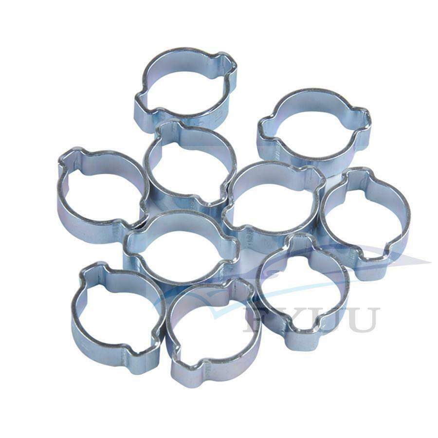 100X Double Ear Hose Clips Water Fuel Air Clamps 5-31MM Zinc Plated Box + Pliers