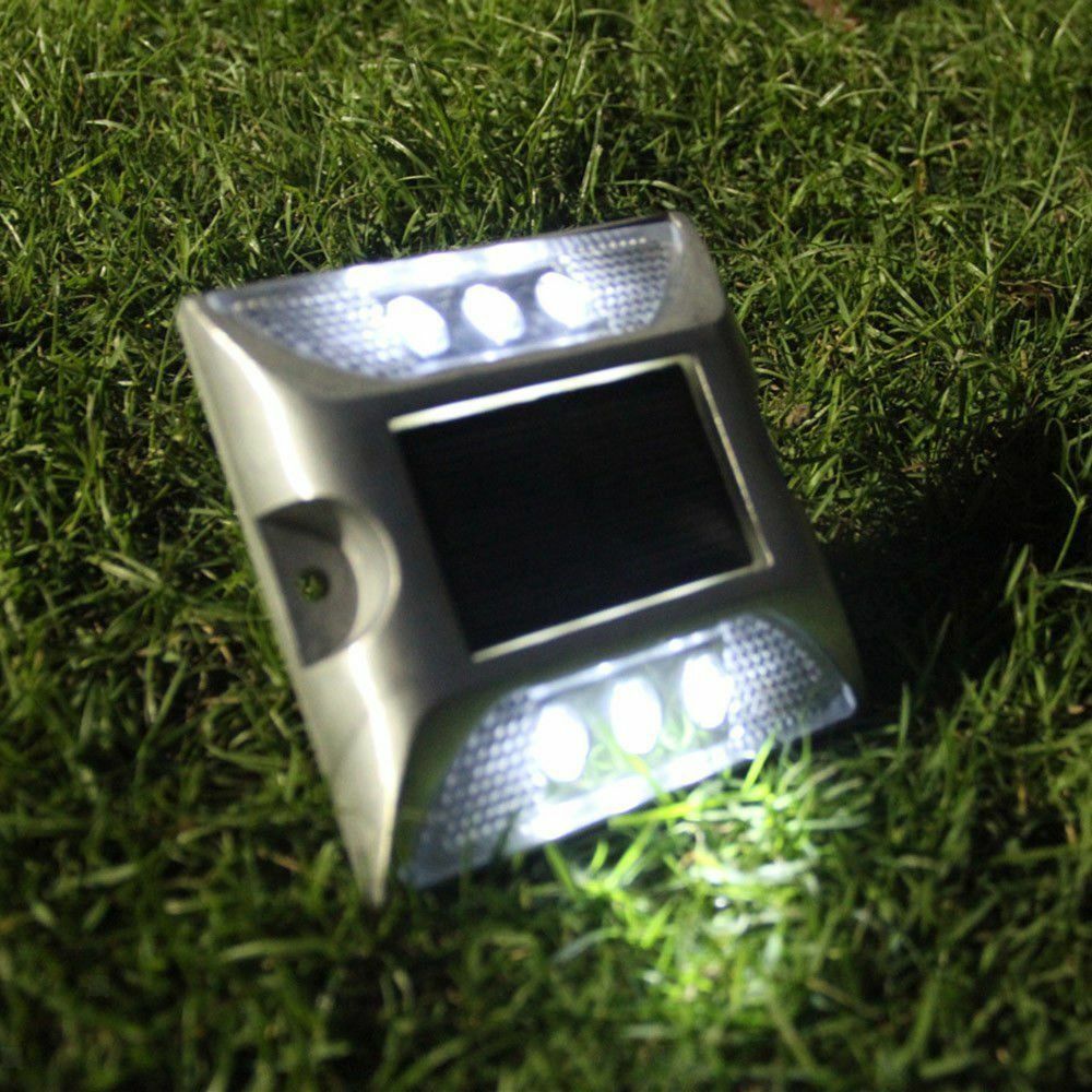 Solar Power LED Road Light For Path Deck Dock Driveway Pathway WHITE