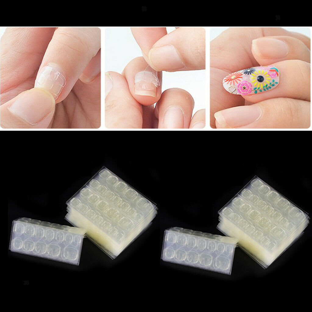 480 Pack Two Sided Nails Extension Tapes DIY Breathable French Tips Jelly Glue