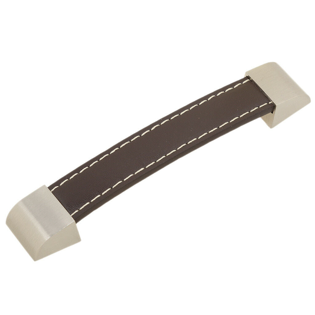 128mm Leather Furniture Door Suitcase Bag Drawer Cabinet Pull Handles -Brown