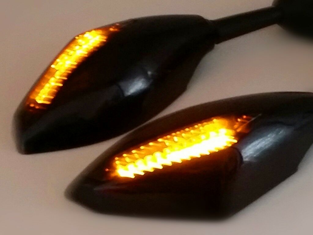 Black M10 LED Turn Signal Rearview Mirrors For Suzuki SV GSF Street Street Bike