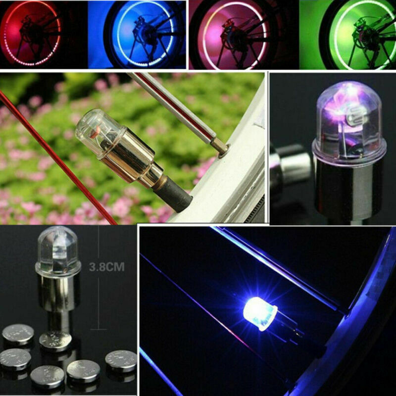 4pcs Valve Stem Car Wheel Tyre Tire Air LED Light Caps Dust Cover Accessories