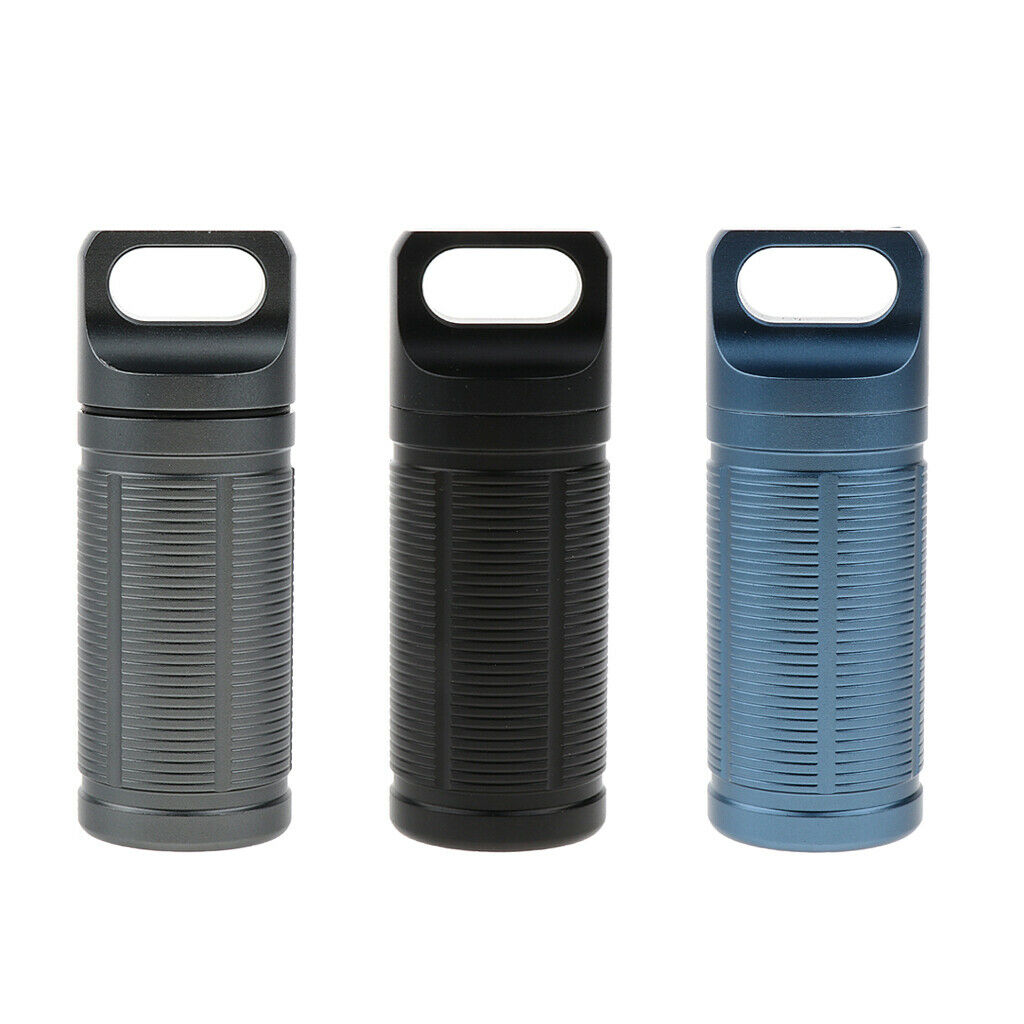 Alloy Outdoor Travel Waterproof Mini Pill Case Box Capsule Bottle blue