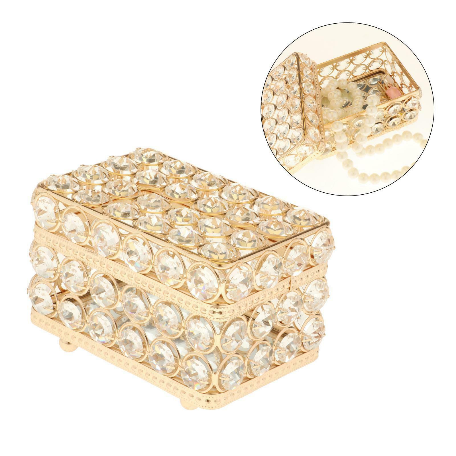 Crystal Jewelry Box with Lid Travel Necklace Organizer Storage Case Gift