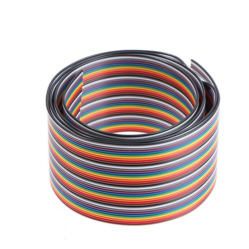 40P 2.54mm PITCH Color Flat Ribbon Cable Rainbow Wire 1M For Connector LineB Tt