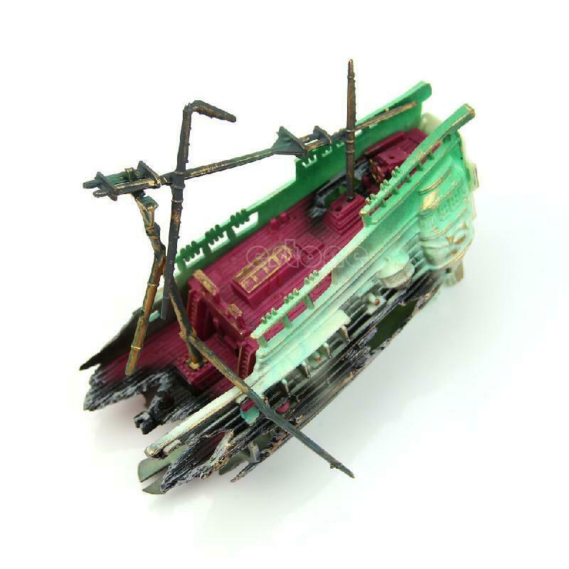 Aquarium Wreck Boat Sunk Ship Air Split Shipwreck Ornament Fish Tank Cave Decor