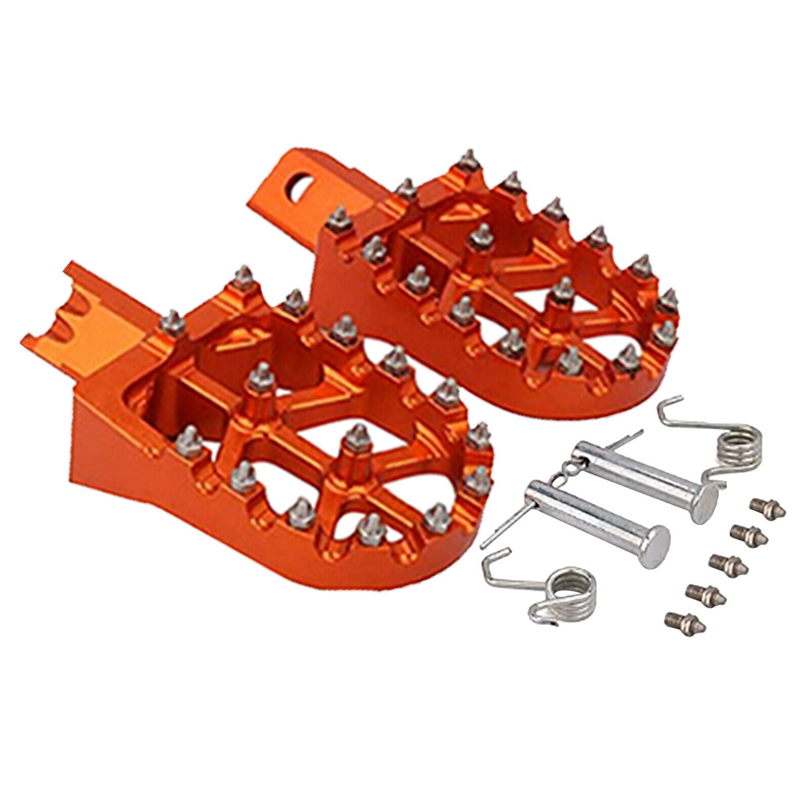 Pair Universal Motorcycle CNC Foot Peg Pedal Footrest Wide Motocross Orange