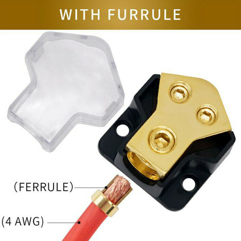 2 Way Power Distribution Block Power/Ground Splitter 0/4gauge AWG For Car A.f Tt