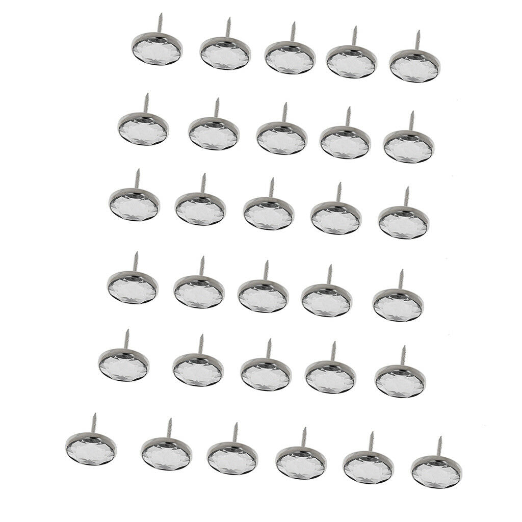 25pcs Diamante Sofa Headboard Upholstery Nails Buttons Tacks Stud Pins 20mm