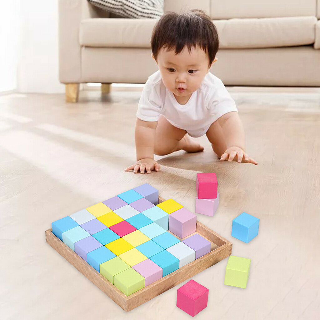 Colorful Wood Blocks, Building Block, Recognizing Colors, Math Counting,