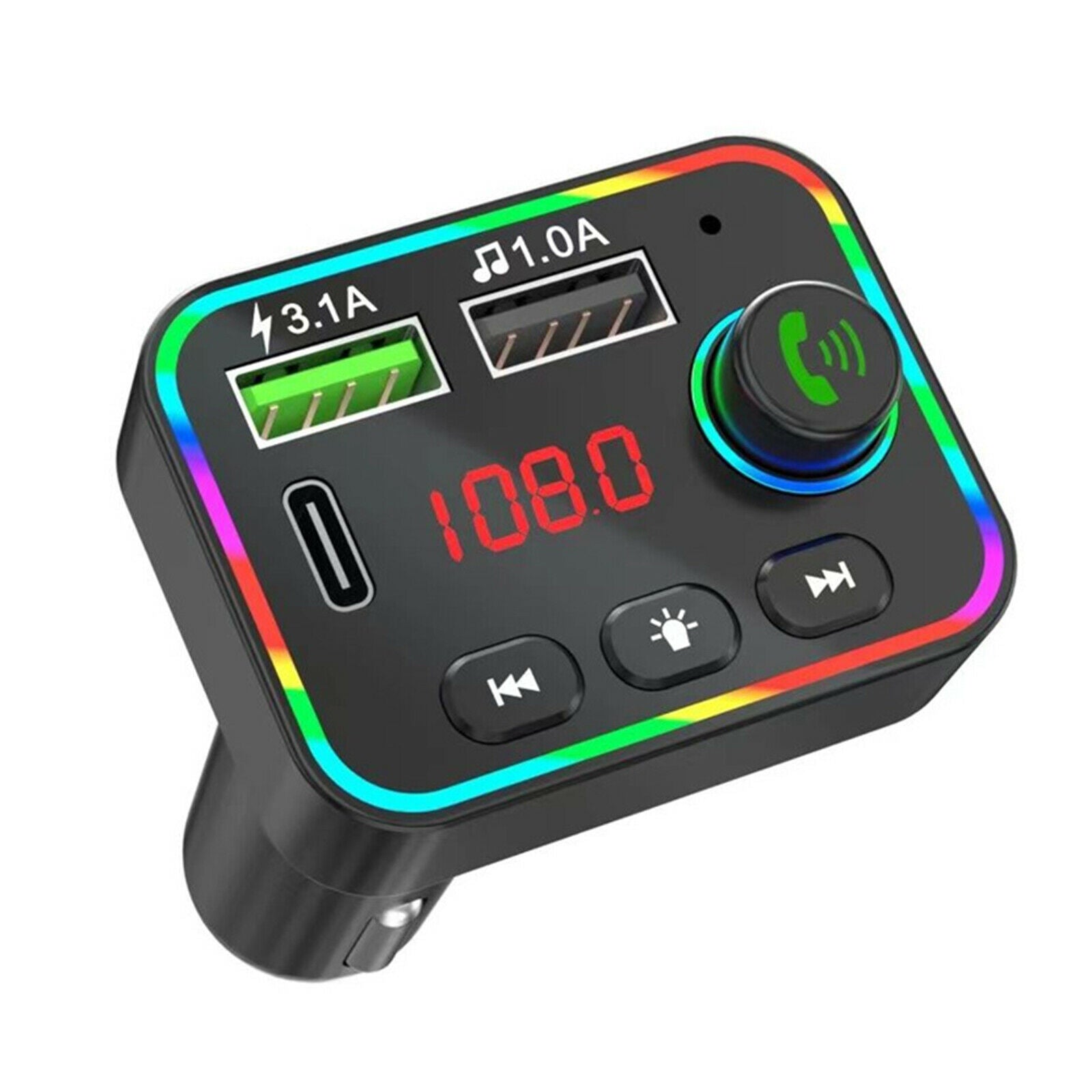 Quick 3.1 Fast Car Charger FM Transmitter Cigarette Lighter Voltage Display