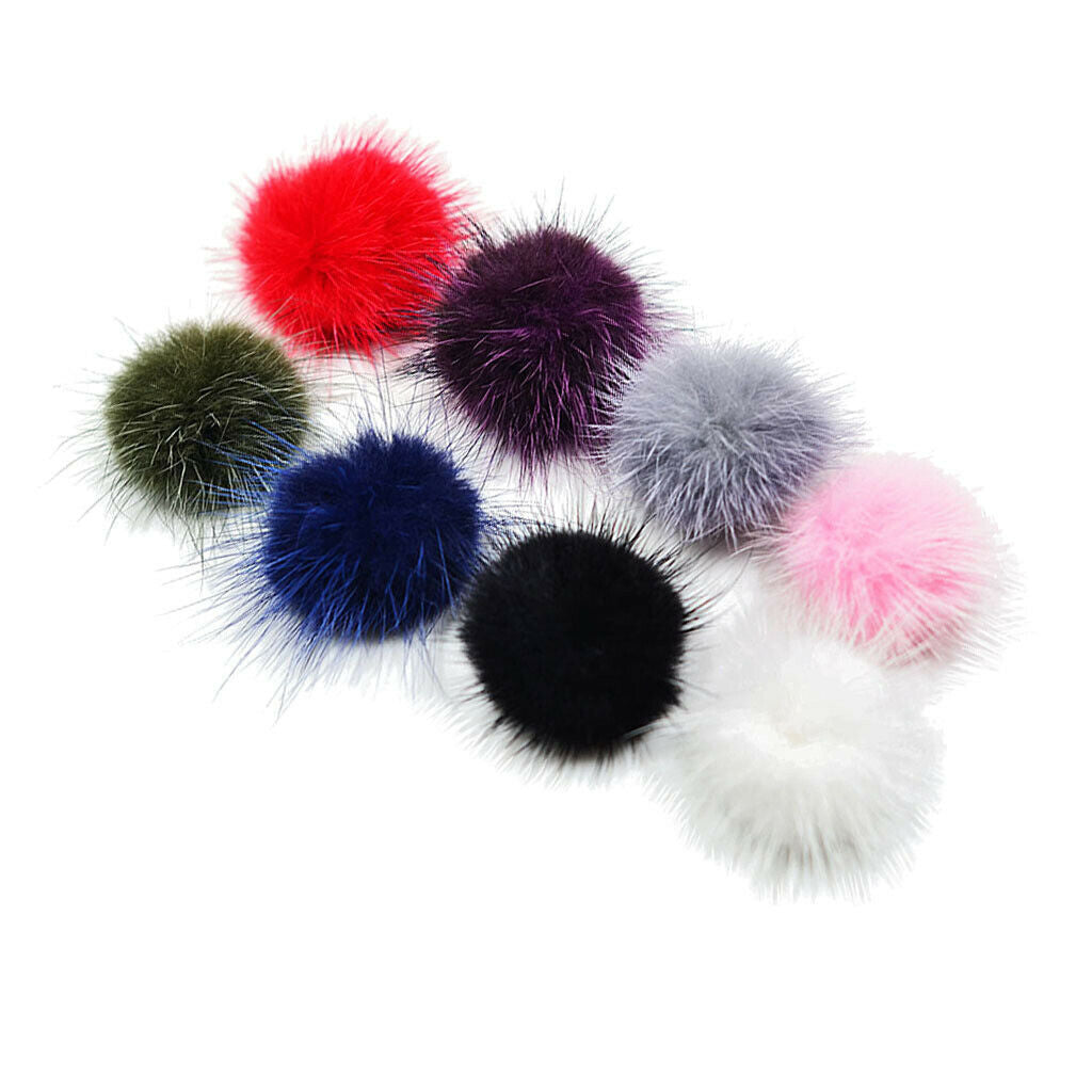 8pcs Mini Fur PomPom KeyChain Bags Hair Bulb Pendants for women Lovely Fluffy