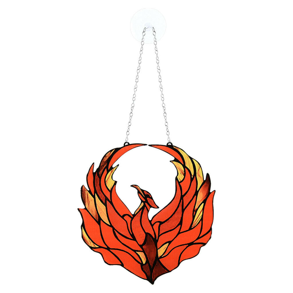 Phoenix Birds Stained Glass Acrylic Art Suncatcher Outdoor Windows Hanging
