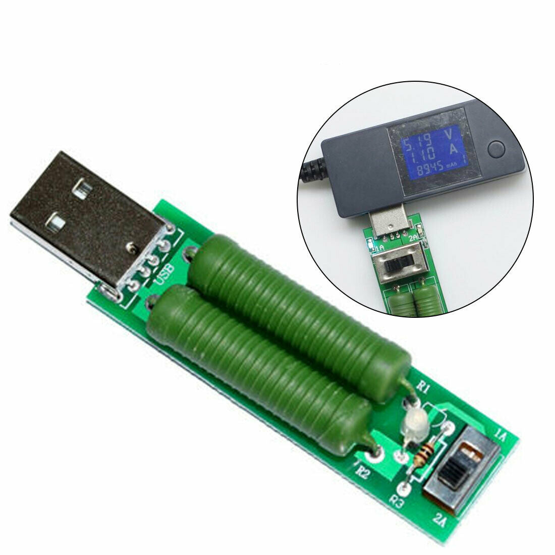 1A/2A Discharge Voltage Current Capacity Test Resistance Load Usb Tester